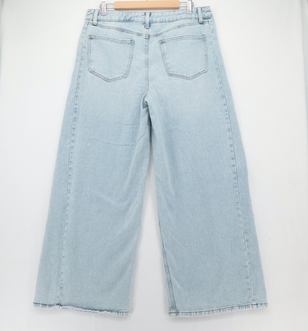 CELEBRITY PINK Sz 13/31 Wide Leg Jeans Boho High Rise 30" Ins Womens Light Wash
